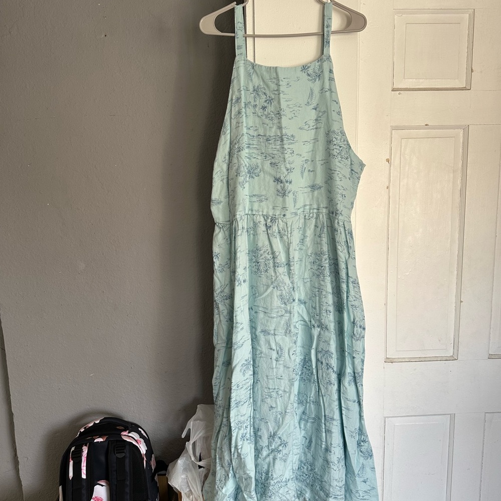 Elegant Blue Map Print Dress